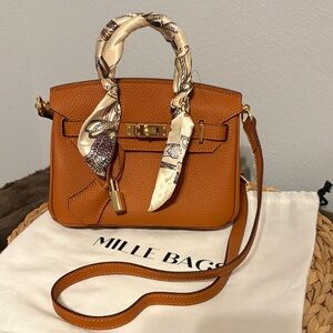 Tan Leather Handbag mini birkin
